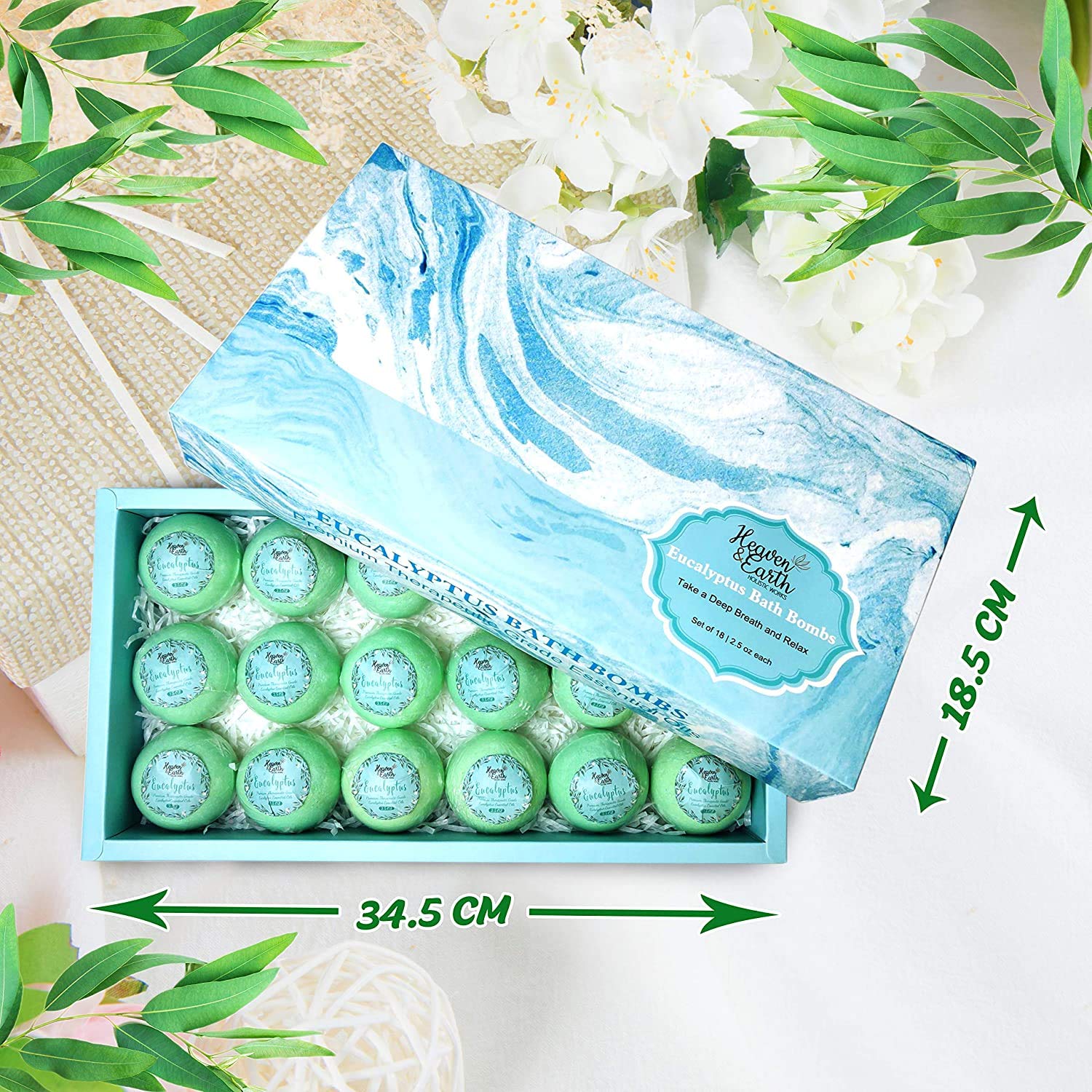 Joanne Arden Organics Bath Bomb Gift Set for Men – 18 Spearmint Eucalyptus for Sore Muscles