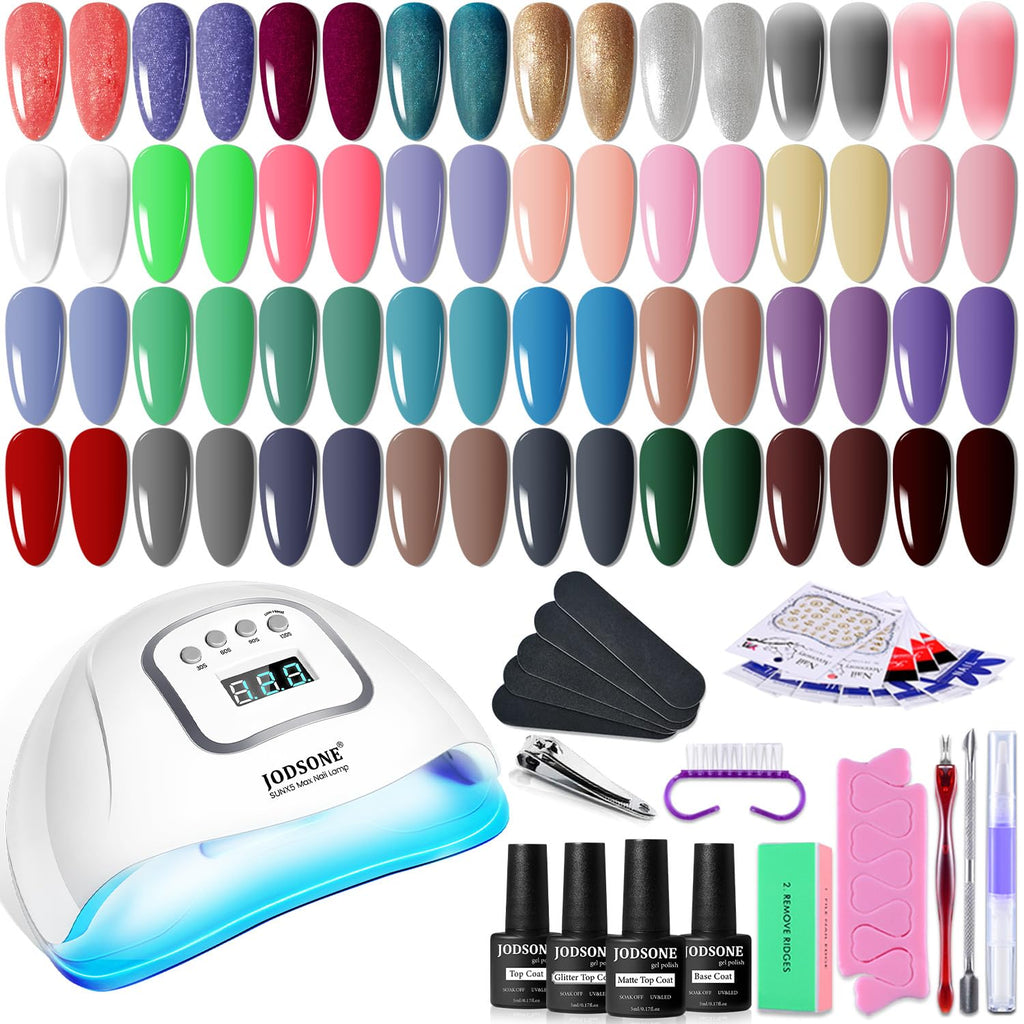 JODSONE 32 Color Gel Nail Polish Set with UV LED Light | Home Manicure Kit