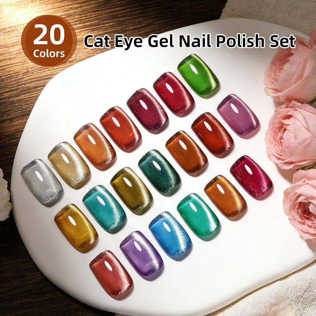 JODSONE 23‑Piece Cat Eye Gel Nail Polish Set with Base Coat & Top Coat | 3‑in‑1 Magnetic Design
