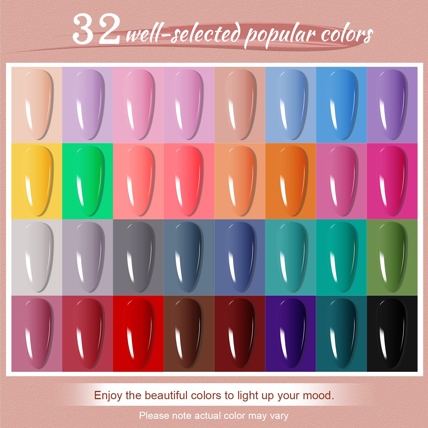 JODSONE Gel Nail Polish Kit with UV LED Lamp – 32 Colors for DIY Manicures