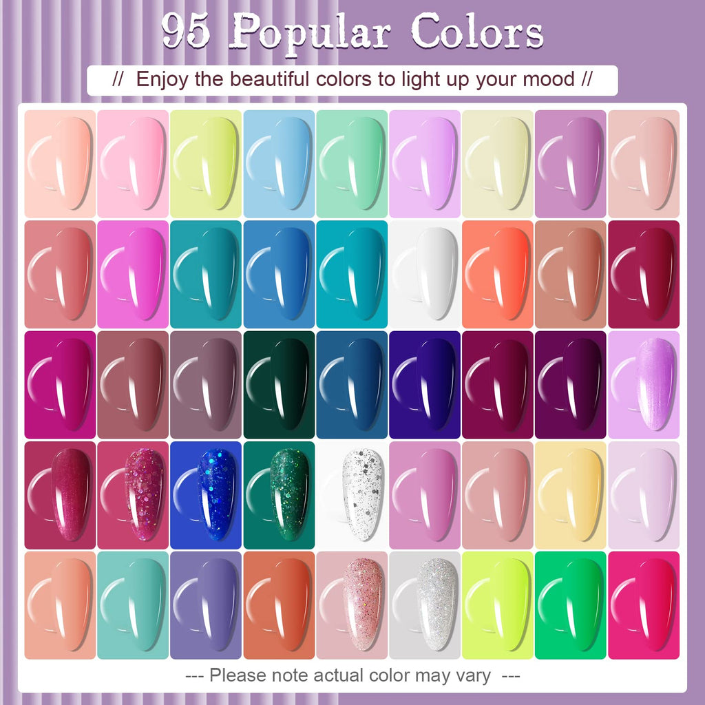 JODSONE Gel Nail Polish Starter Set – 100-Piece Multi-Color Collection for Home or Salon