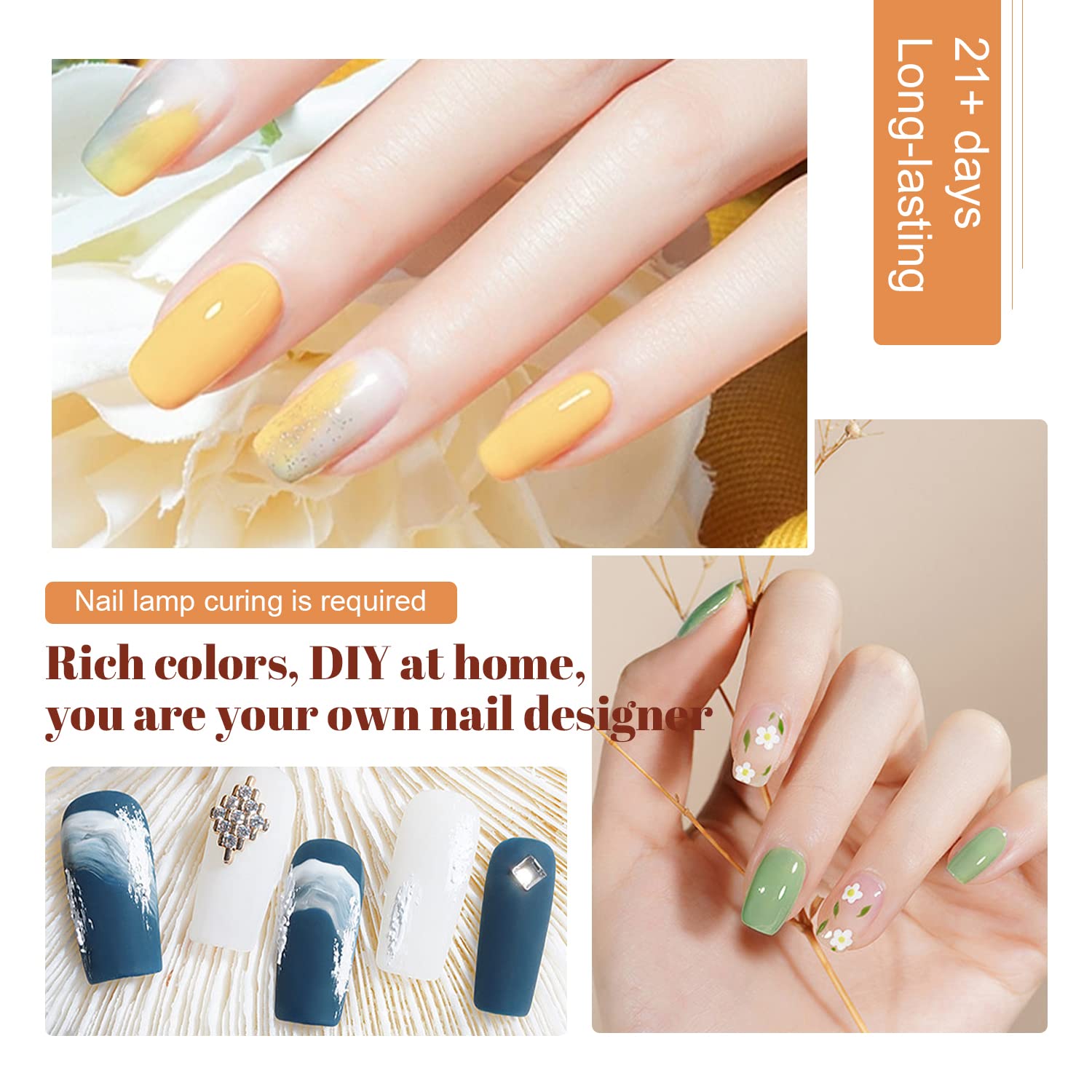 JODSONE 60-Pcs Gel Nail Polish Starter Kit – 55 Colors + Base & Top Coats