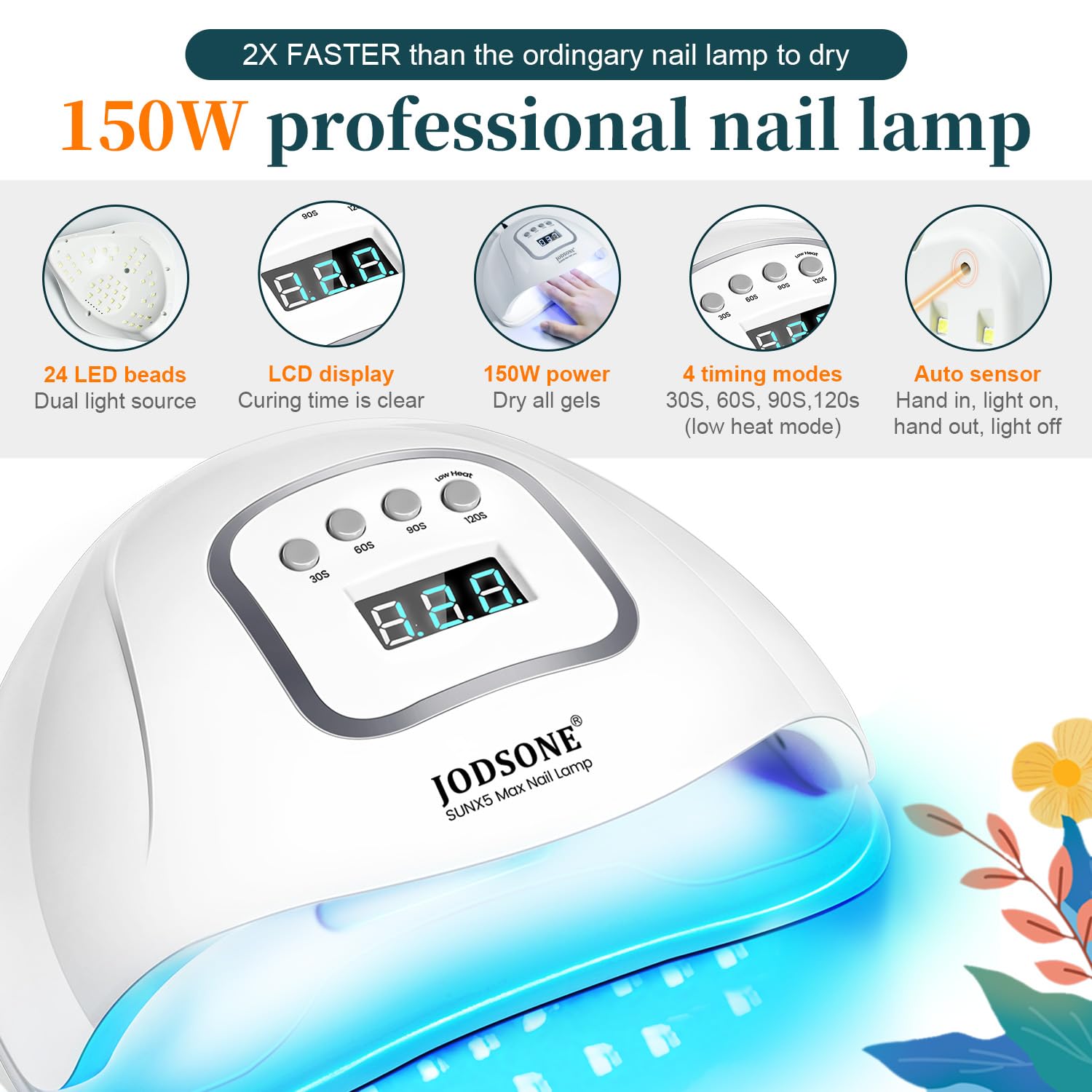 JODSONE 32 Color Gel Nail Polish Set with UV LED Light | Home Manicure Kit