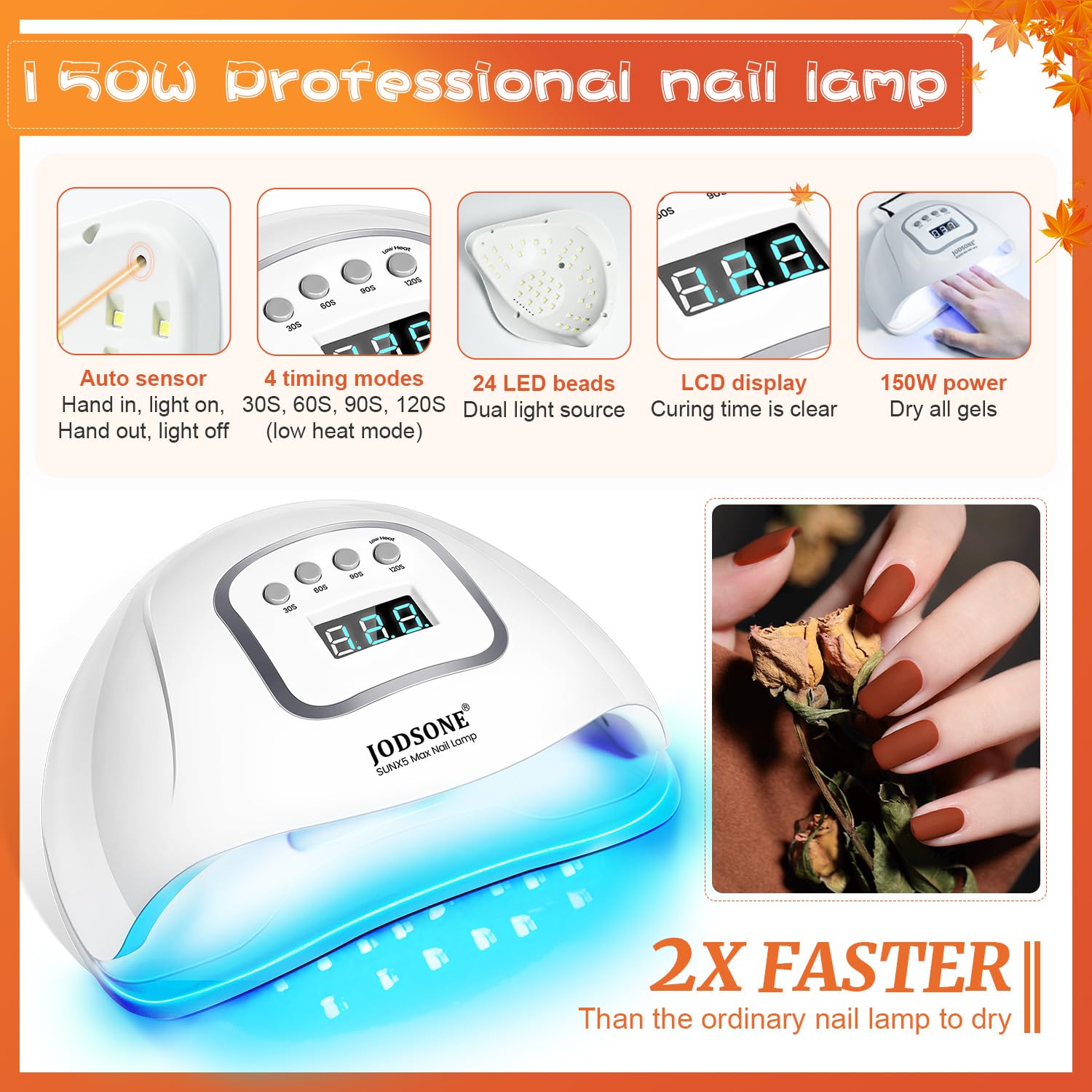 JODSONE 36-Pcs Gel Nail Polish Kit with UV Light – 32 Colors + Base & Top Coats