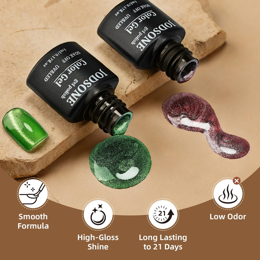JODSONE 23‑Piece Cat Eye Gel Nail Polish Set with Base Coat & Top Coat | 3‑in‑1 Magnetic Design