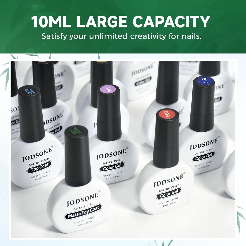 JODSONE Gel Nail Polish – 20-Color Set with Base Coat and Glossy/Matte Top Coats (23 x 10ml) – Pro Nail Kit