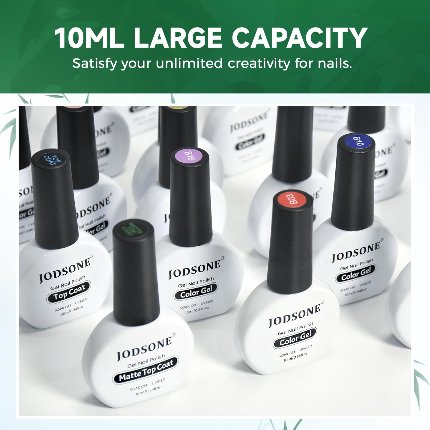 JODSONE Gel Nail Polish – 20-Color Set with Base Coat and Glossy/Matte Top Coats (23 x 10ml) – Pro Nail Kit
