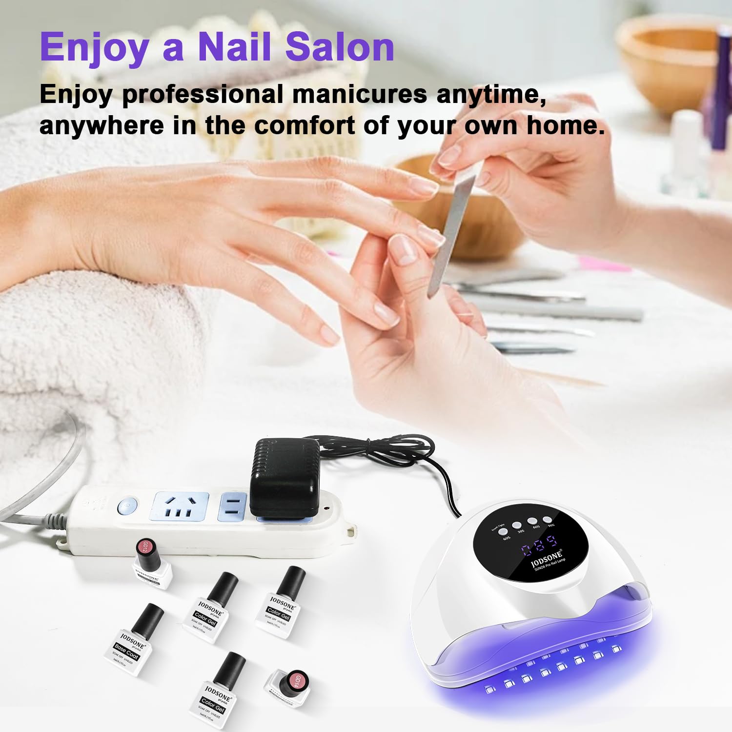 JODSONE U-V LED Nail Lamp | 2-in-1 Nail Tip & Gel Curing, 4 Timer Modes, Smart Sensor