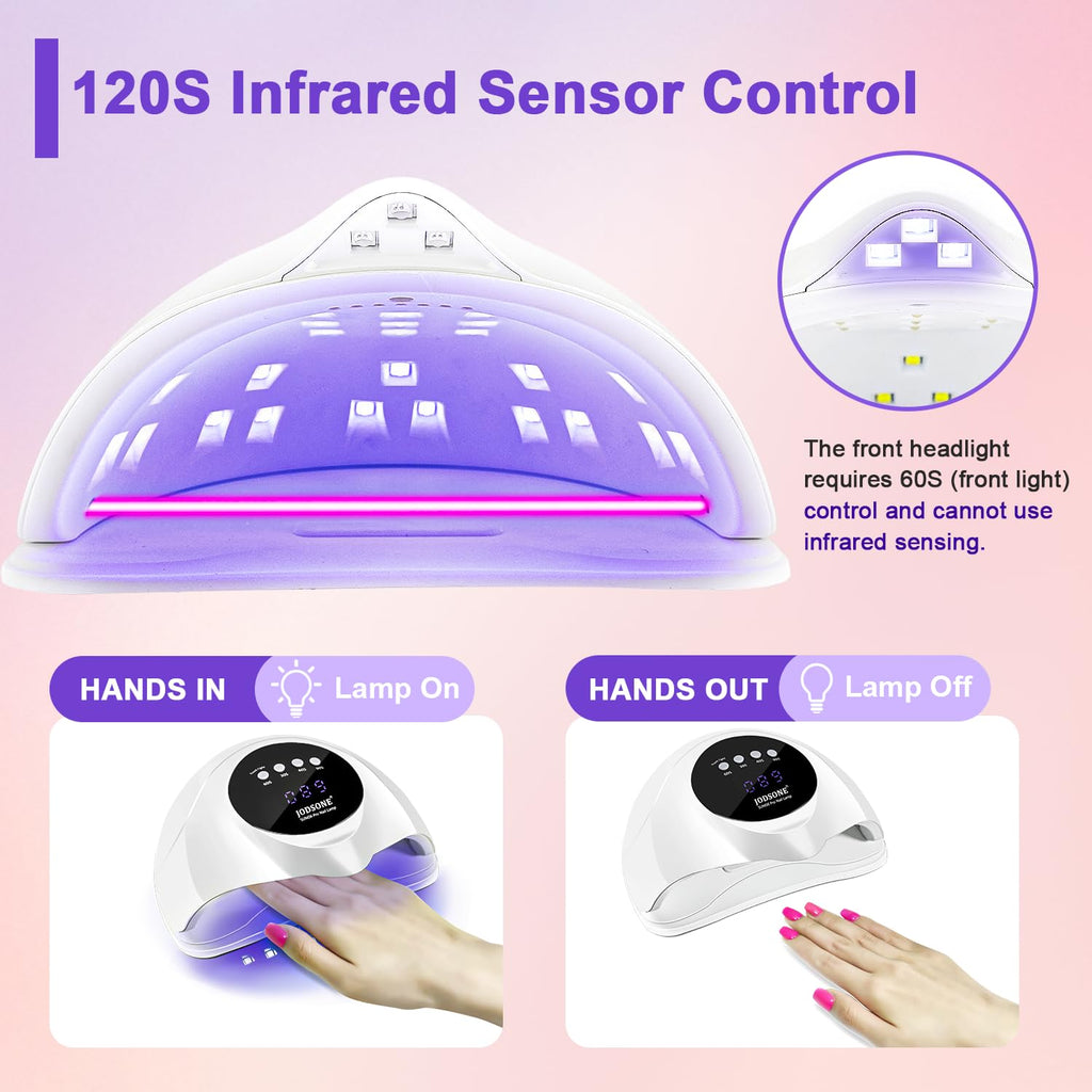 JODSONE U-V LED Nail Lamp | 2-in-1 Nail Tip & Gel Curing, 4 Timer Modes, Smart Sensor