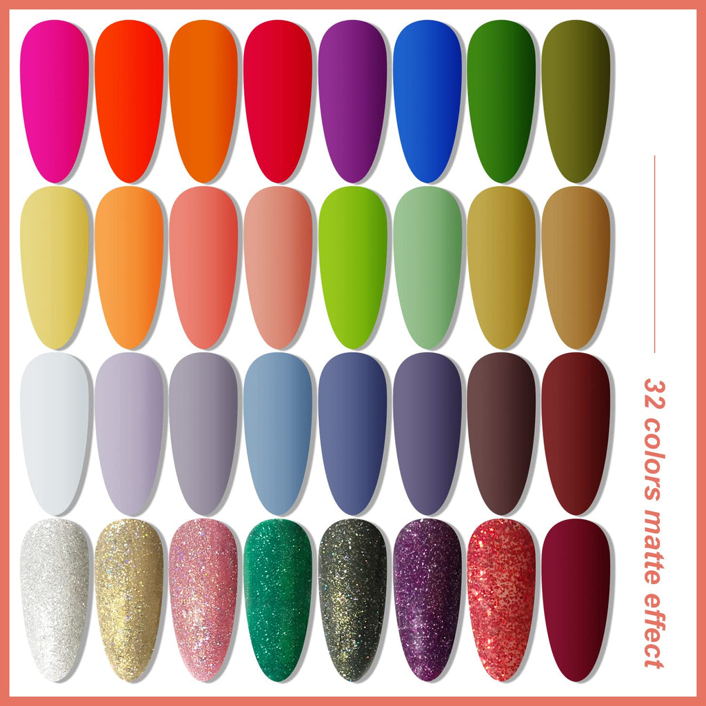 JODSONE Gel Nail Polish Kit with UV Light – 32 Colors, Base Coat, Matte Glitter Top Coat, Salon Tools