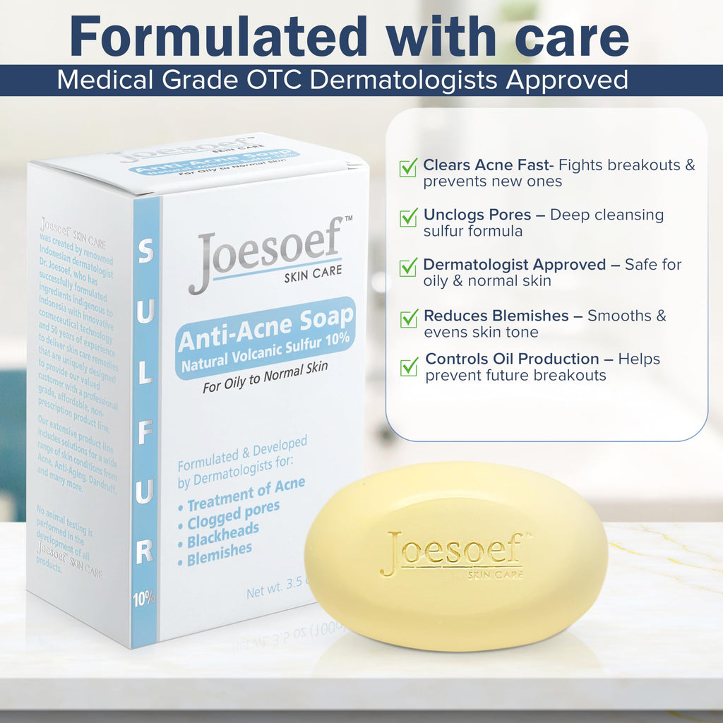 JOESOEF SKIN CARE Sulfur Soap for Acne – Dermatologist-Approved, Pharmaceutical-Grade, Rosacea-Safe (2-Pack)