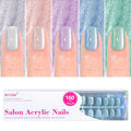 Jofay Fashion Cat-Eye Press-On Nails Kit – Island Shade, 160 Pcs, Reusable Gel Nails, Square Glue-On, 16 Sizes
