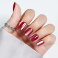 Jofay Fashion Cat Eye Press On Nails Short – Valentines Red, 32-Piece Gel Glue-On Kit