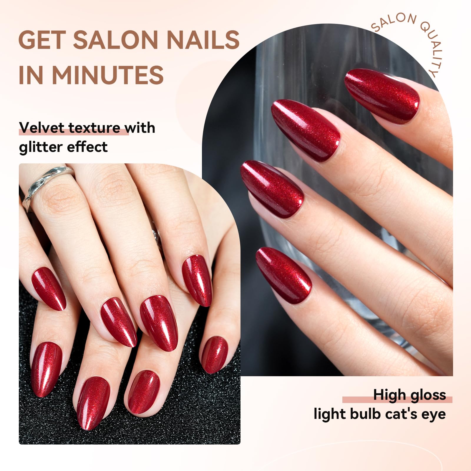 Jofay Fashion Red Press On Nails Short – 160 Pcs Almond Glitter, Salon-Quality