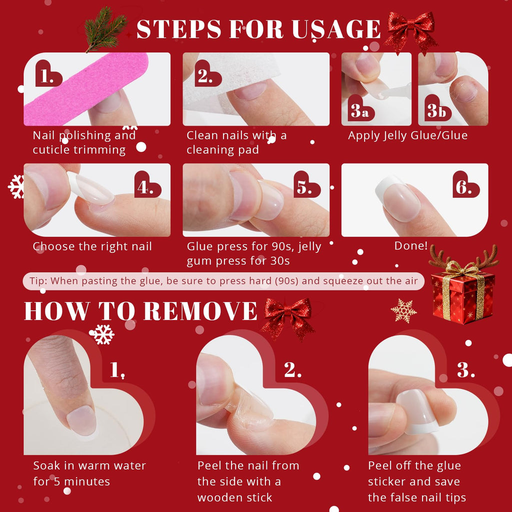 Jofay Fashion Christmas Press On Nails Almond – Red Cat Eye Kit, 32 Nails in 16 Sizes