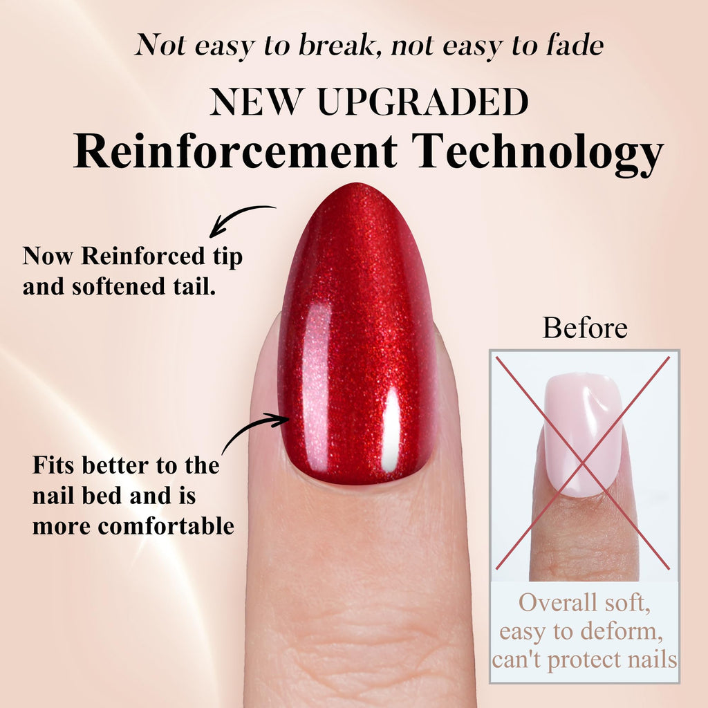 Jofay Fashion Red Press On Nails Short – 160 Pcs Almond Glitter, Salon-Quality