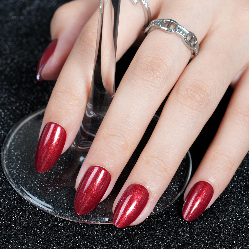 Jofay Fashion Red Press On Nails Short – 160 Pcs Almond Glitter, Salon-Quality