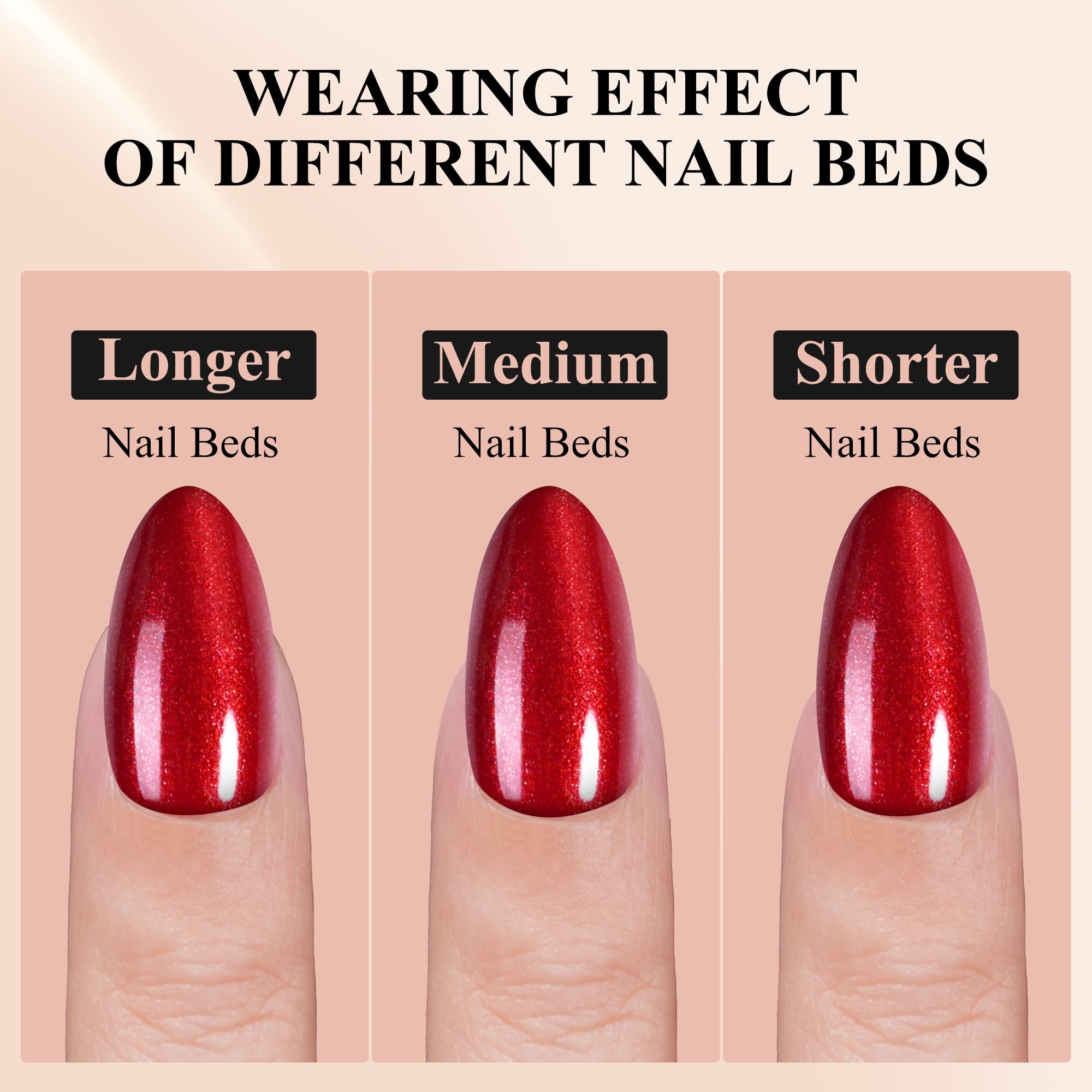 Jofay Fashion Red Press On Nails Short – 160 Pcs Almond Glitter, Salon-Quality