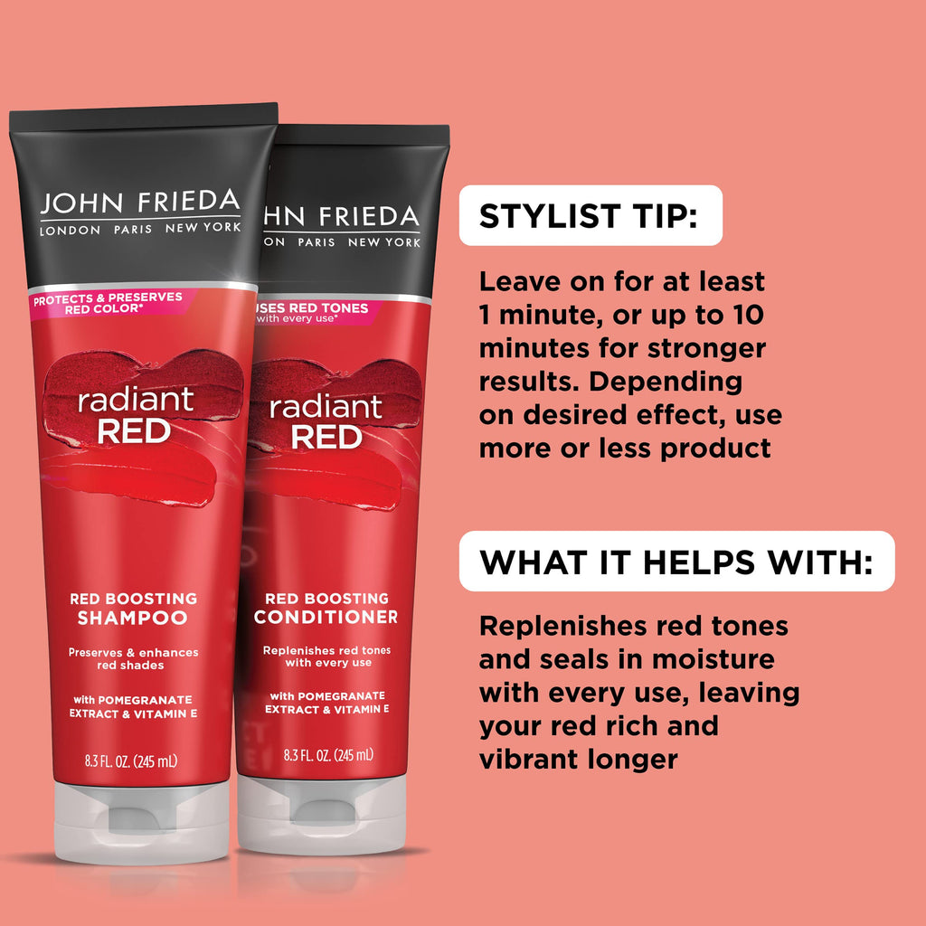 John Frieda Radiant Red Color-Boosting Conditioner — Hydrates and Enhances Red Tones (8.3 oz, Pack of 2)