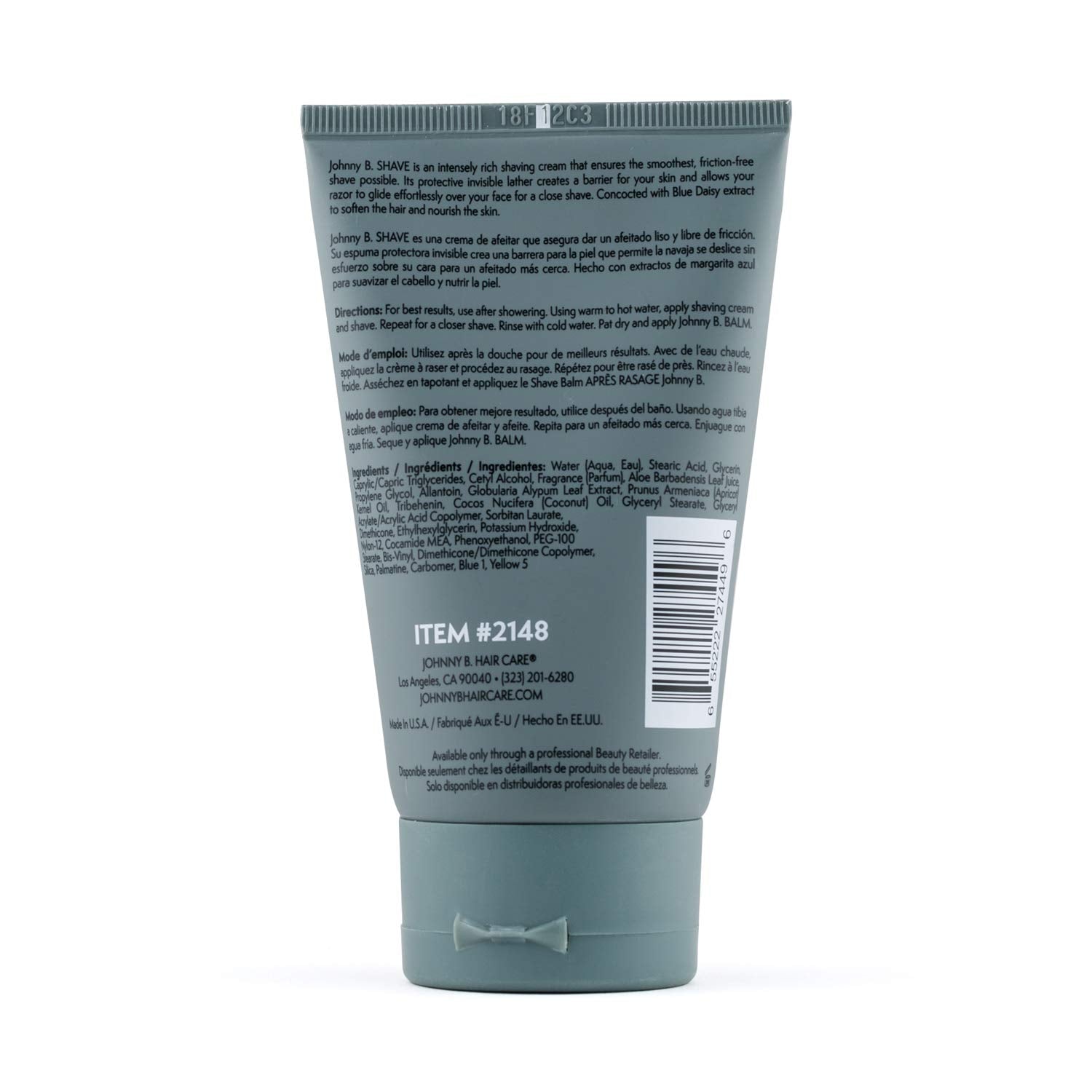 JOHNNY B. Professional Men's Shave Cream Tube 3.3 oz | Barbershop-Quality Shaving & Skin Conditioning