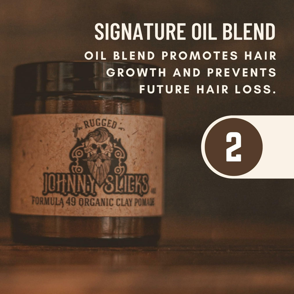 Johnny Slicks Formula 49 Clay Pomade - Organic, Firm Hold, Matte Finish (2 oz)