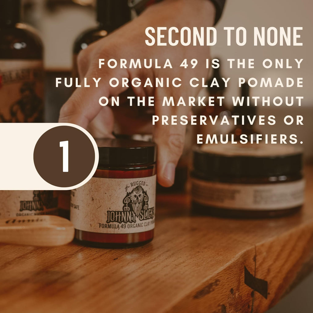 Johnny Slicks Formula 49 Clay Pomade - Organic, Firm Hold, Matte Finish (2 oz)