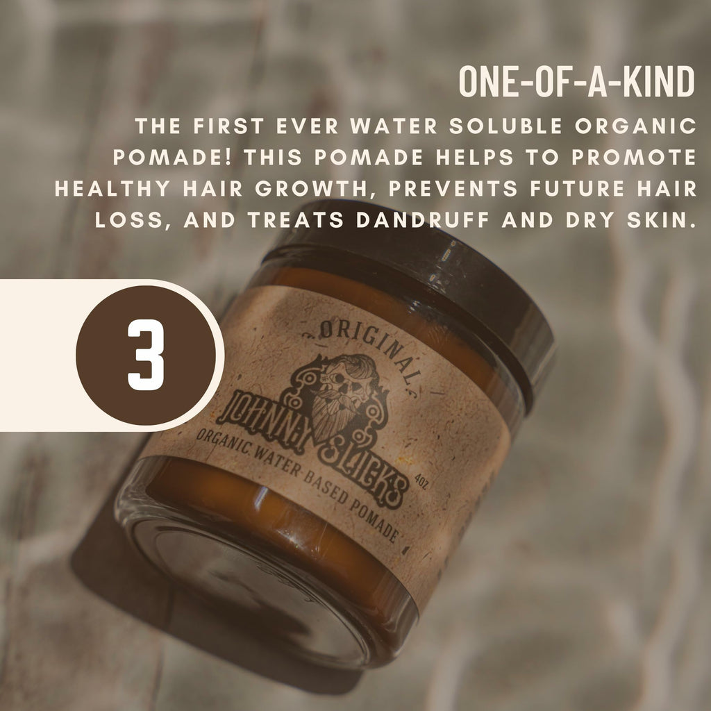 Johnny Slicks Water Based Pomade – Strong Hold, High Shine, All-Natural Styling for Men | US Made, Veteran-Owned