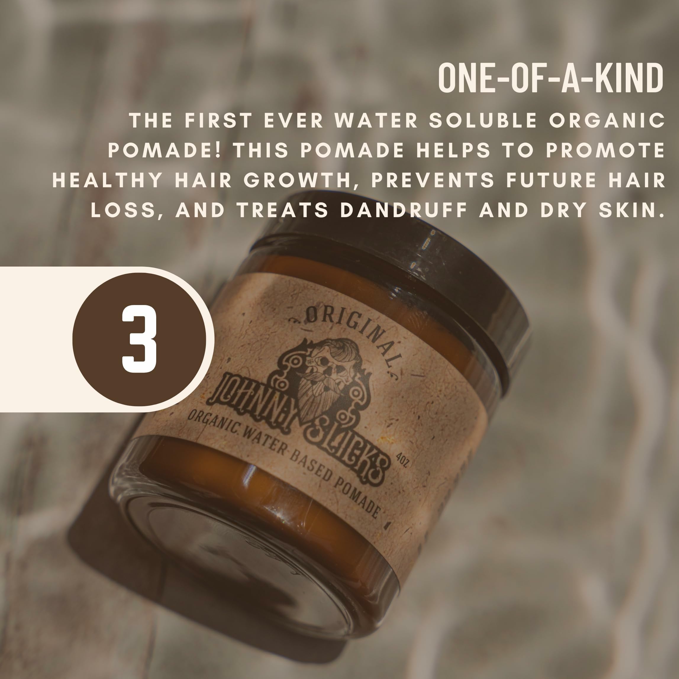Johnny Slicks Water Based Pomade – Strong Hold, High Shine, All-Natural Styling for Men | US Made, Veteran-Owned