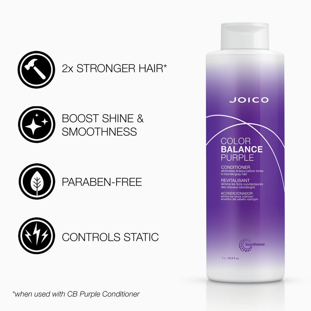Joico Color Balance Purple Shampoo & Conditioner Set – Eliminate Brassy Tones for Cool Blonde or Gray Hair
