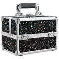 Joligrace Makeup Train Case - Lockable 2-Tier Tray with Mirror, Portable Black Star
