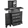 Joligrace Professional Rolling Makeup Case - 4-Drawer Pro Makeup Artist Train Case with 6 Wheels