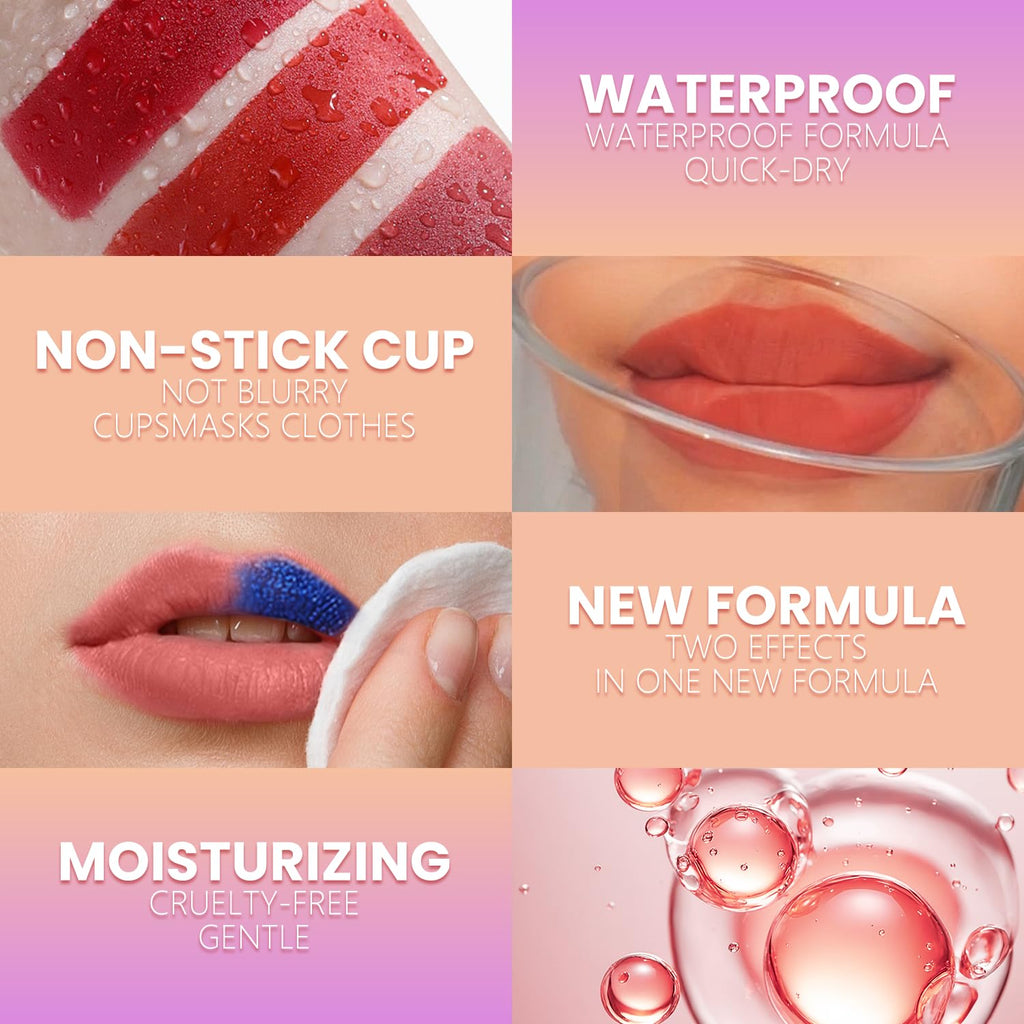 Jolilab Lip Stain Wipe Off – Waterproof Matte Lip Tint, Ultra Long-Lasting Peel-Off (3-Shade Set)