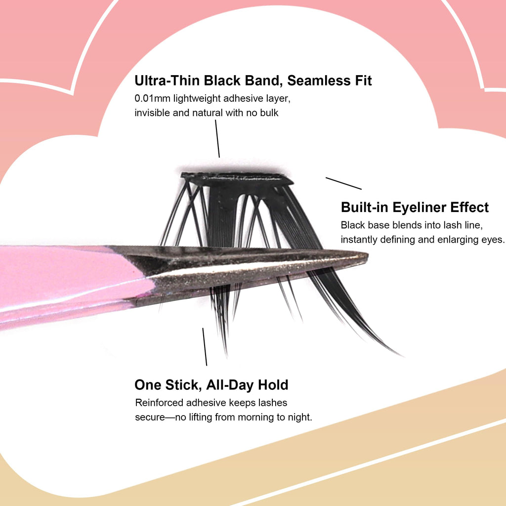 M J JOMAY JoMay Self-Adhesive Eyelashes – No Glue, Pre-Glued Flutter Lite Clusters (10 Pairs)