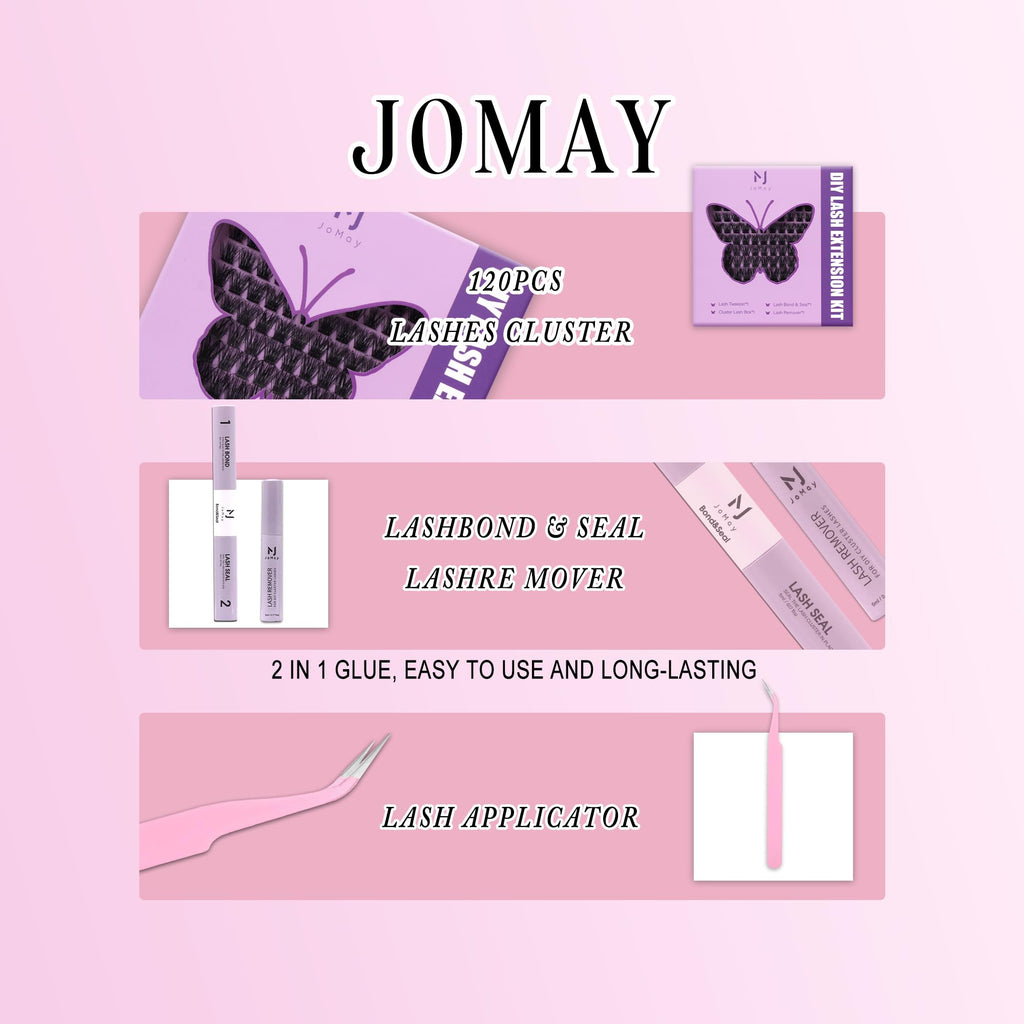 Jomay Lash Clusters Kit – DIY Wispy Lashes (D Curl 10-18mm), Waterproof Hold | M J JOMAY