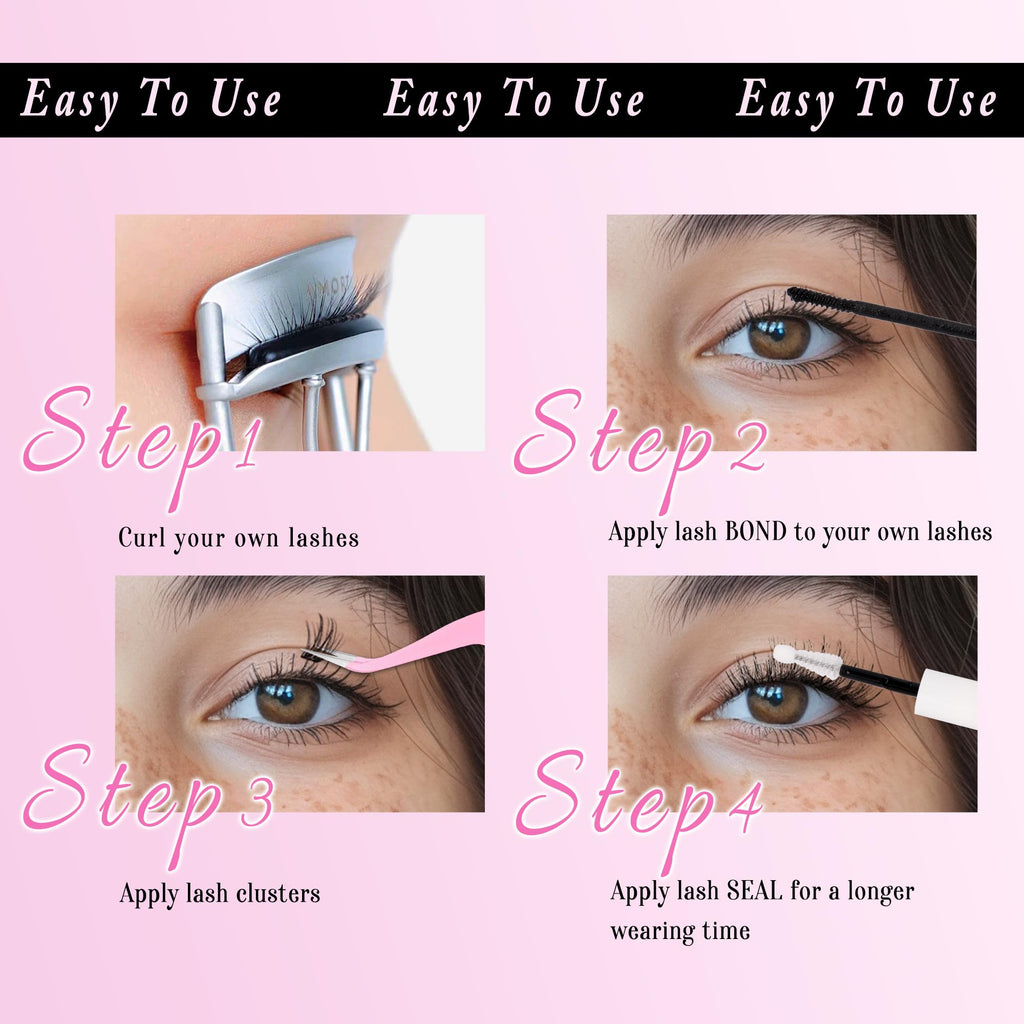 Jomay Lash Clusters Kit – DIY Wispy Lashes (D Curl 10-18mm), Waterproof Hold | M J JOMAY