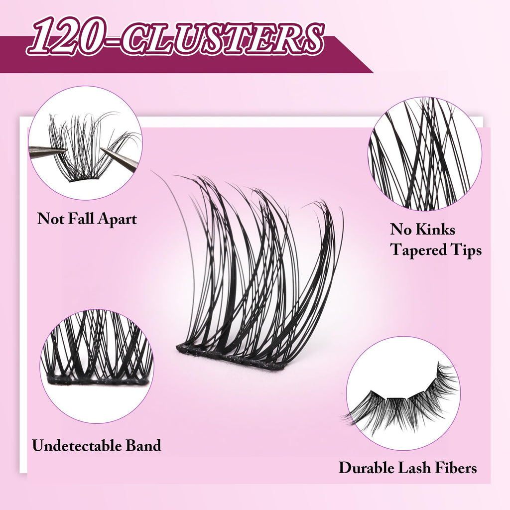Jomay Lash Clusters Kit – DIY Wispy Lashes (D Curl 10-18mm), Waterproof Hold | M J JOMAY
