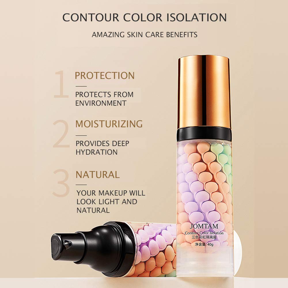 JOMTAM Contour Multi-Color Pink Green Purple Primer – Isolation, Hydration, 40g (2-pack)