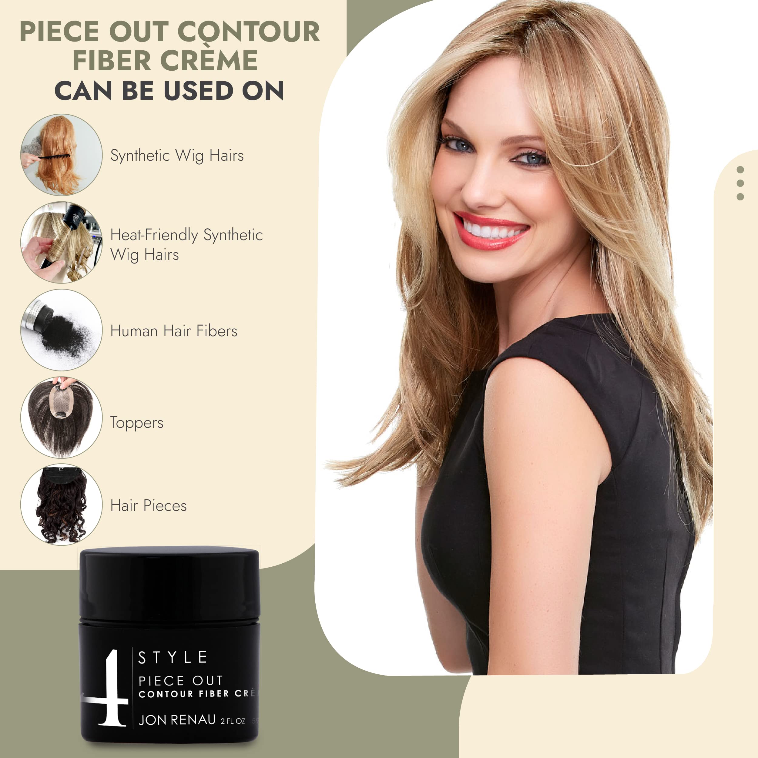 Jon Renau Piece Out Contour Fiber Crème – Wig Styling Cream, 2 oz