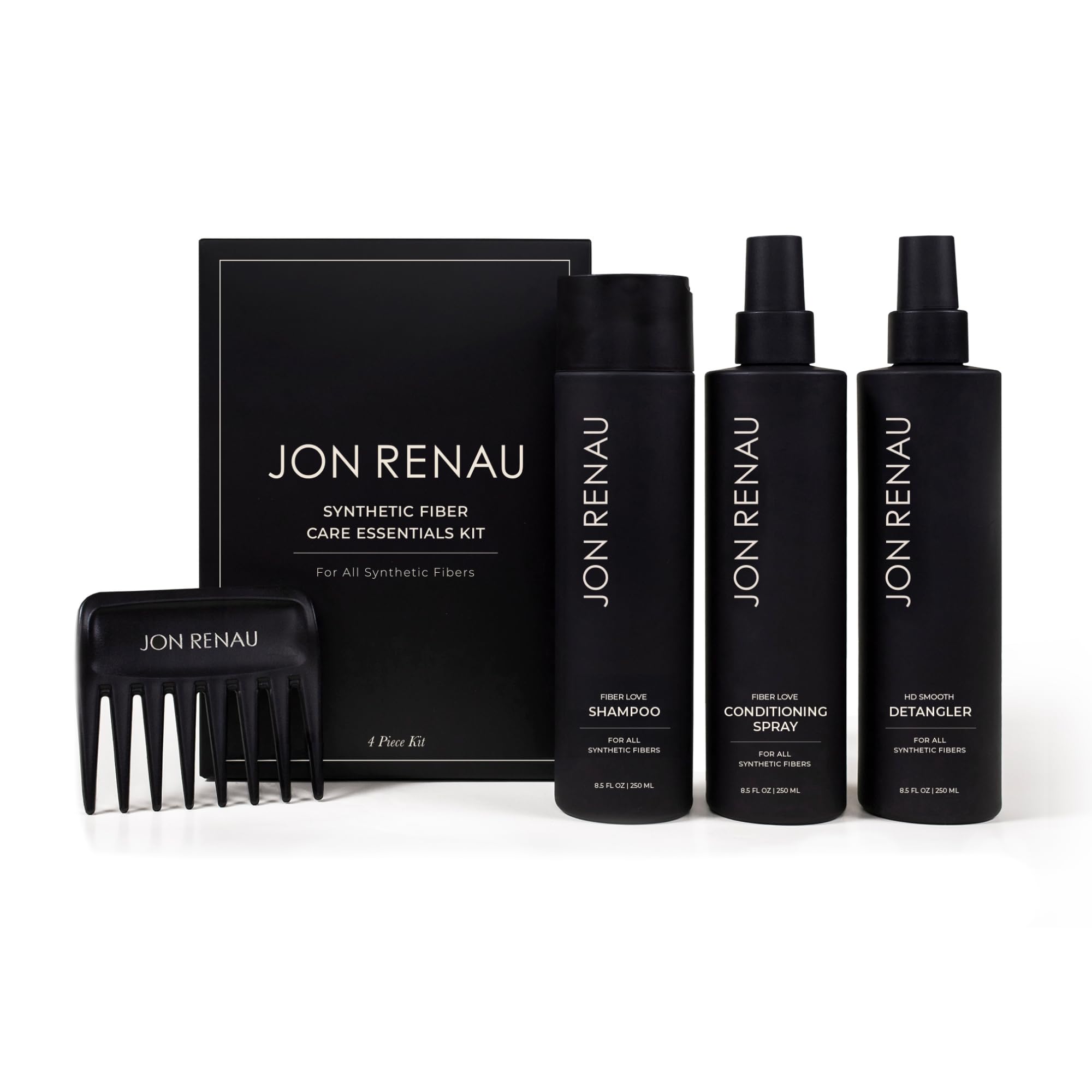 Jon Renau Synthetic Fiber Care Kit – Shampoo, Leave-In Conditioner & Detangler for Wigs & Extensions