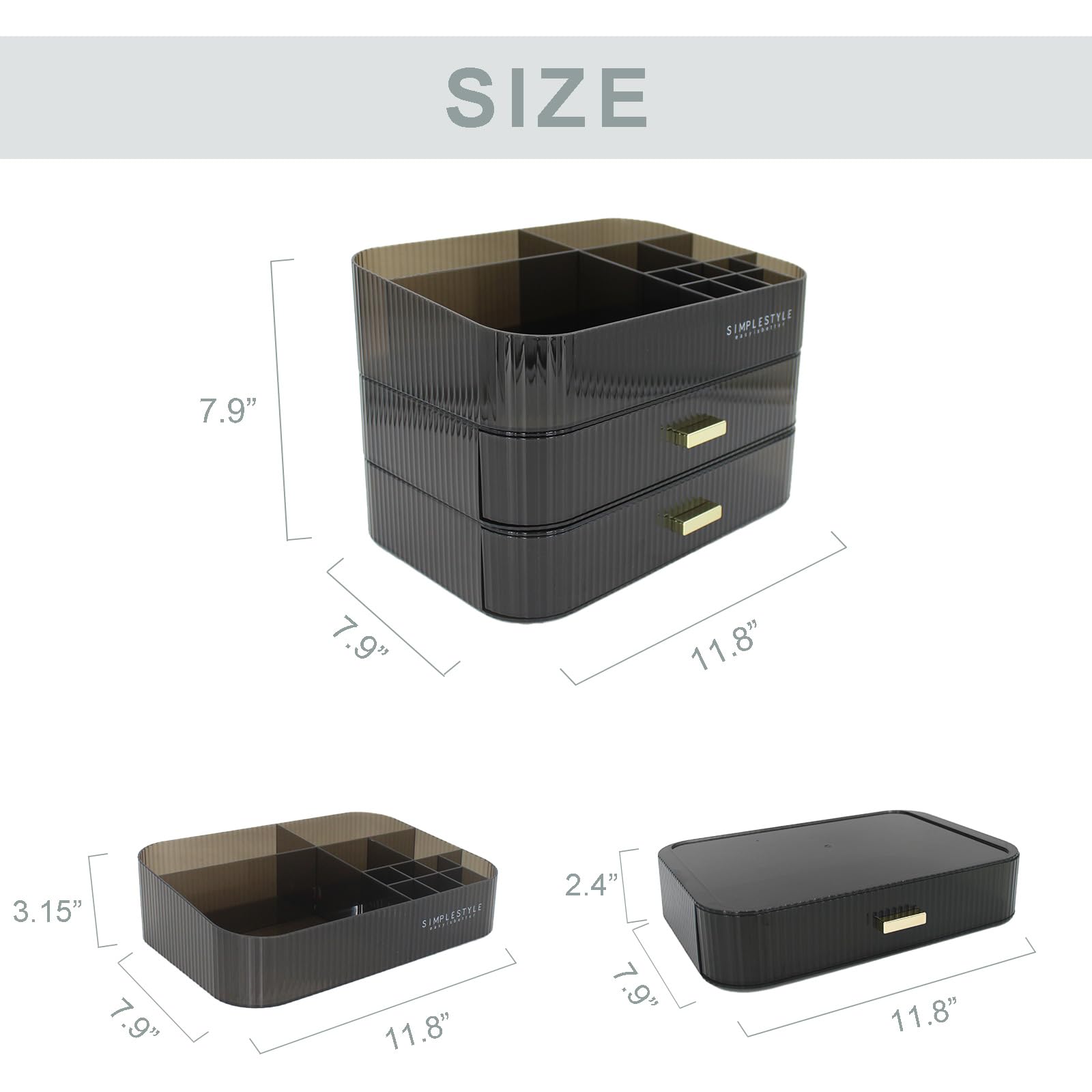 JONKASIPA Makeup Organizer with 2 Drawers – Large Vanity Storage, Black