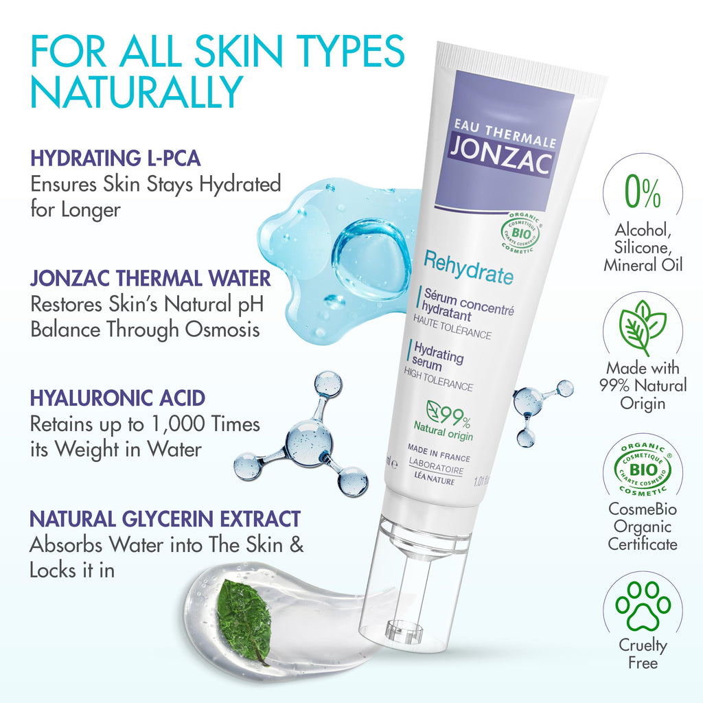 JONZAC Eau Thermale Rehydrate Serum – 24H Hyaluronic Hydration for Sensitive Skin