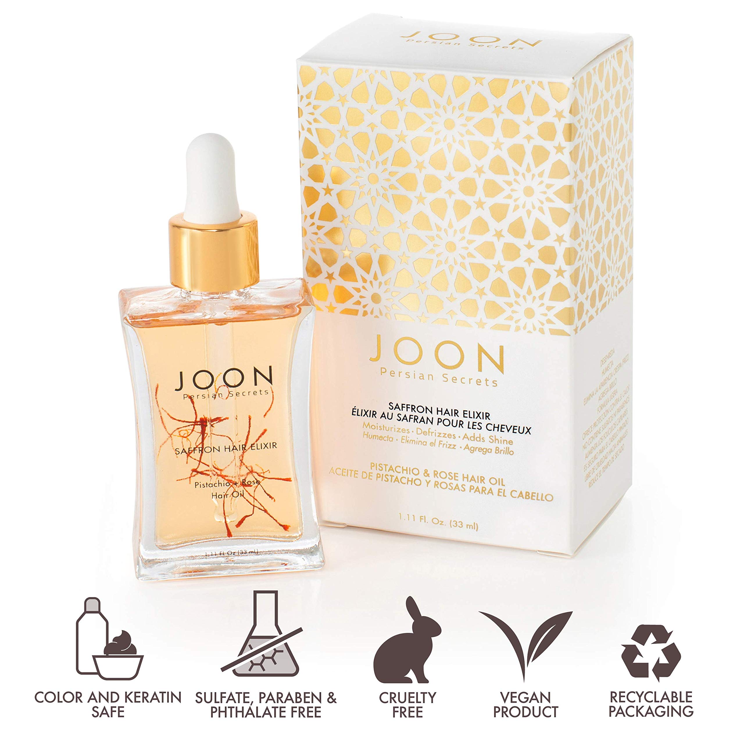 Joon Saffron Hair Elixir Pistachio & Rose Oil – 1.11 fl oz