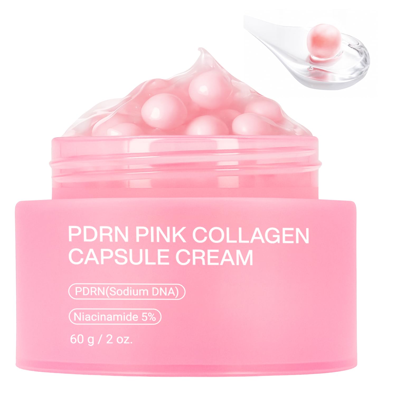 Jorceray PDRN Pink Collagen Capsule Cream – Dual-Texture Barrier Repair Moisturizer with Salmon DNA & 5% Niacinamide | 2oz