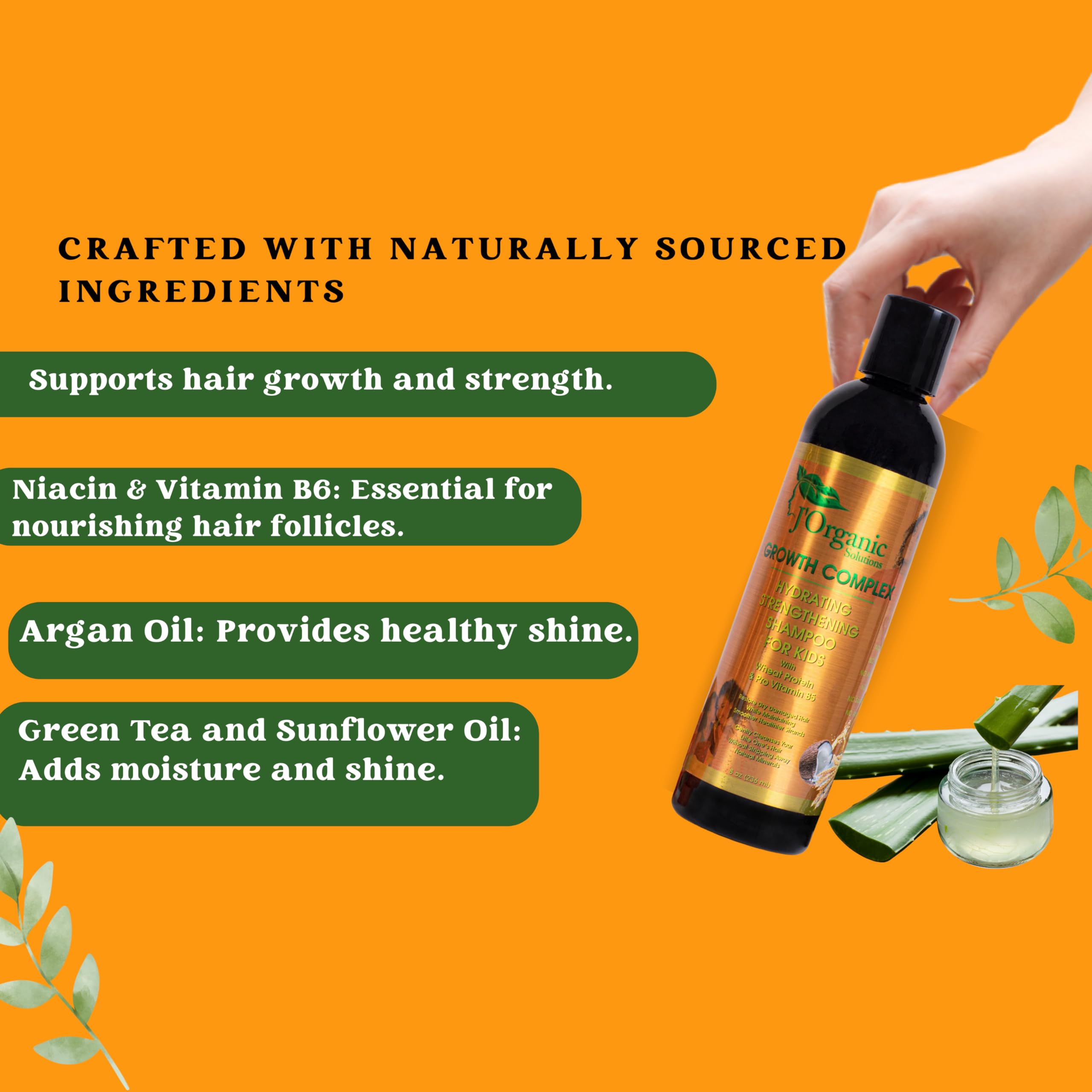 J'Organic Solutions 4-Piece Kids Curl Care Kit | Leave-In Conditioner, Scalp Stimulator, Shampoo & Conditioner