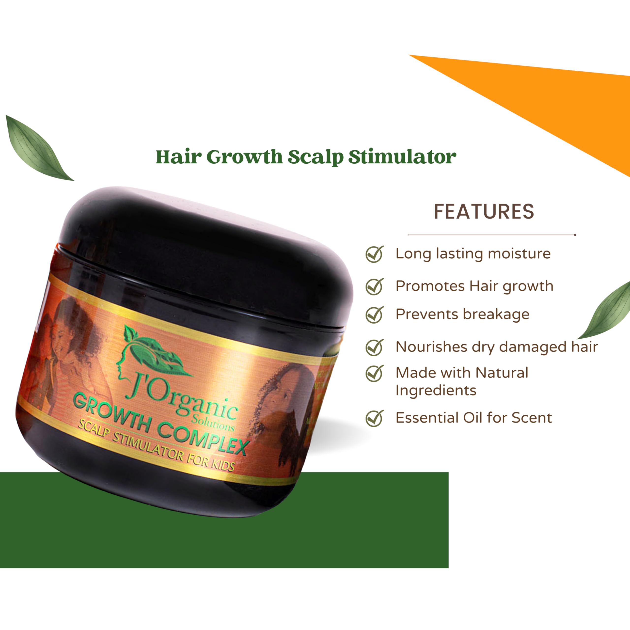 J'Organic Solutions 4-Piece Kids Curl Care Kit | Leave-In Conditioner, Scalp Stimulator, Shampoo & Conditioner