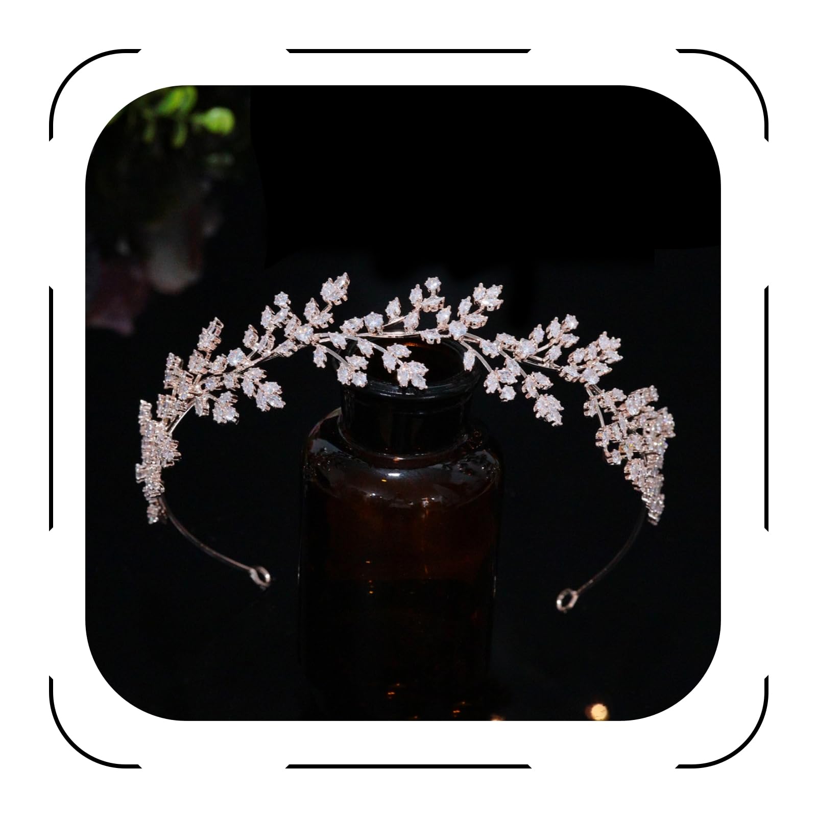 Jorsnovs Full Cubic Zirconia Wedding Headbands – Rose Gold Tiara for Bride, Pageant & Party (E-Rose Gold)