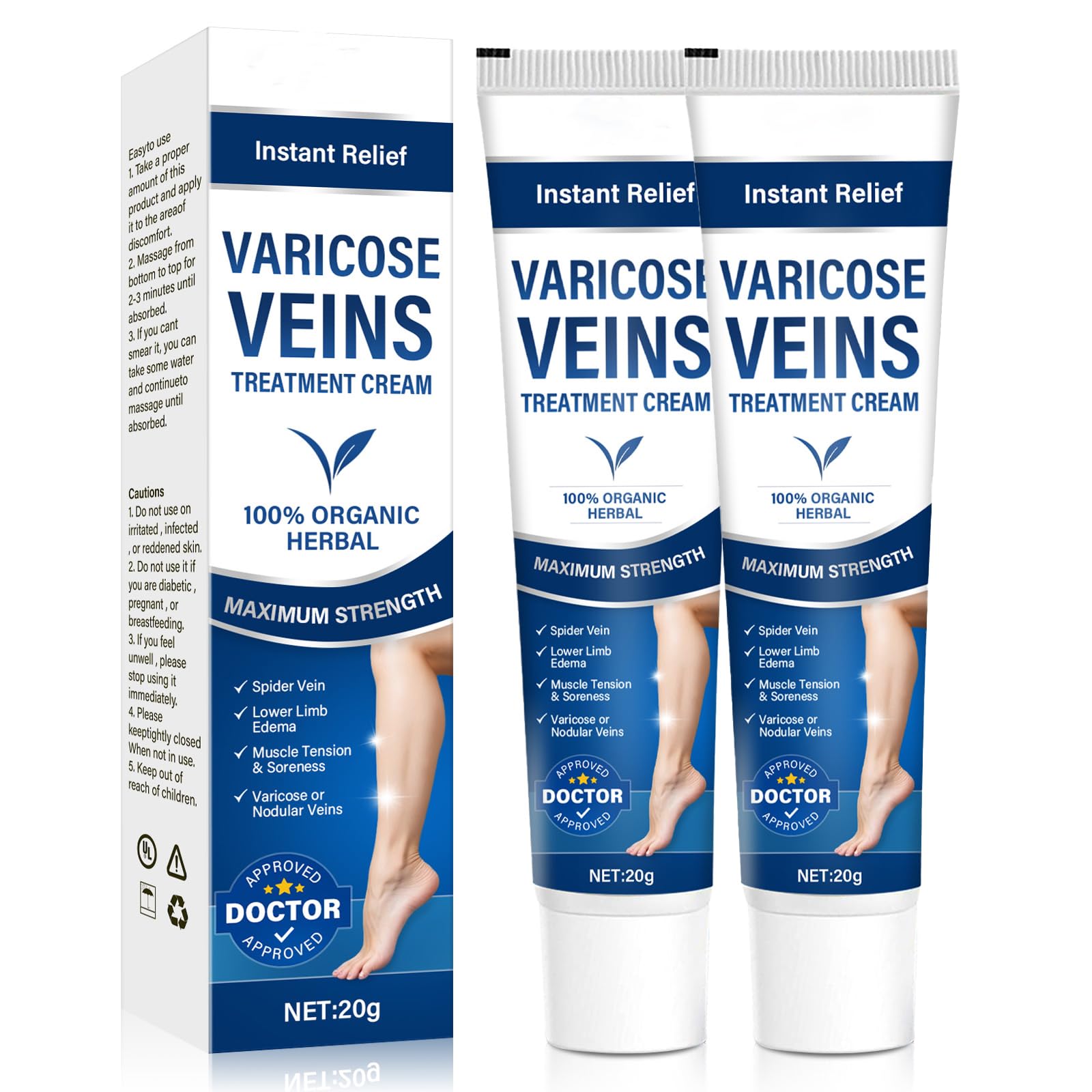 Josera Varicose Veins Cream for Legs – Soothing Relief & Smoother Skin (2 x 20 g)