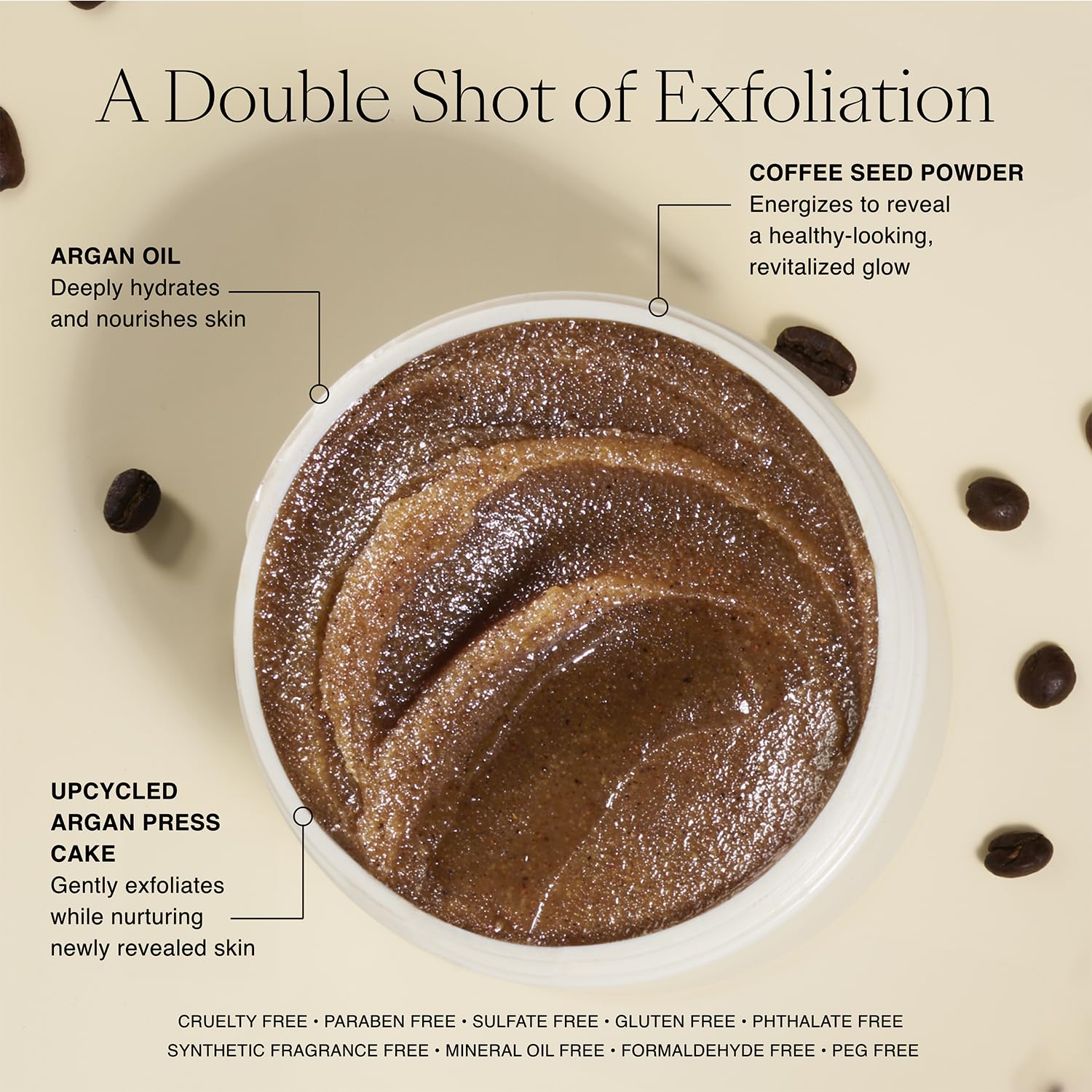 Josie Maran Argan Cake & Coffee Whipped Body Polish – Mocha Whip (10 oz) Exfoliating Scrub