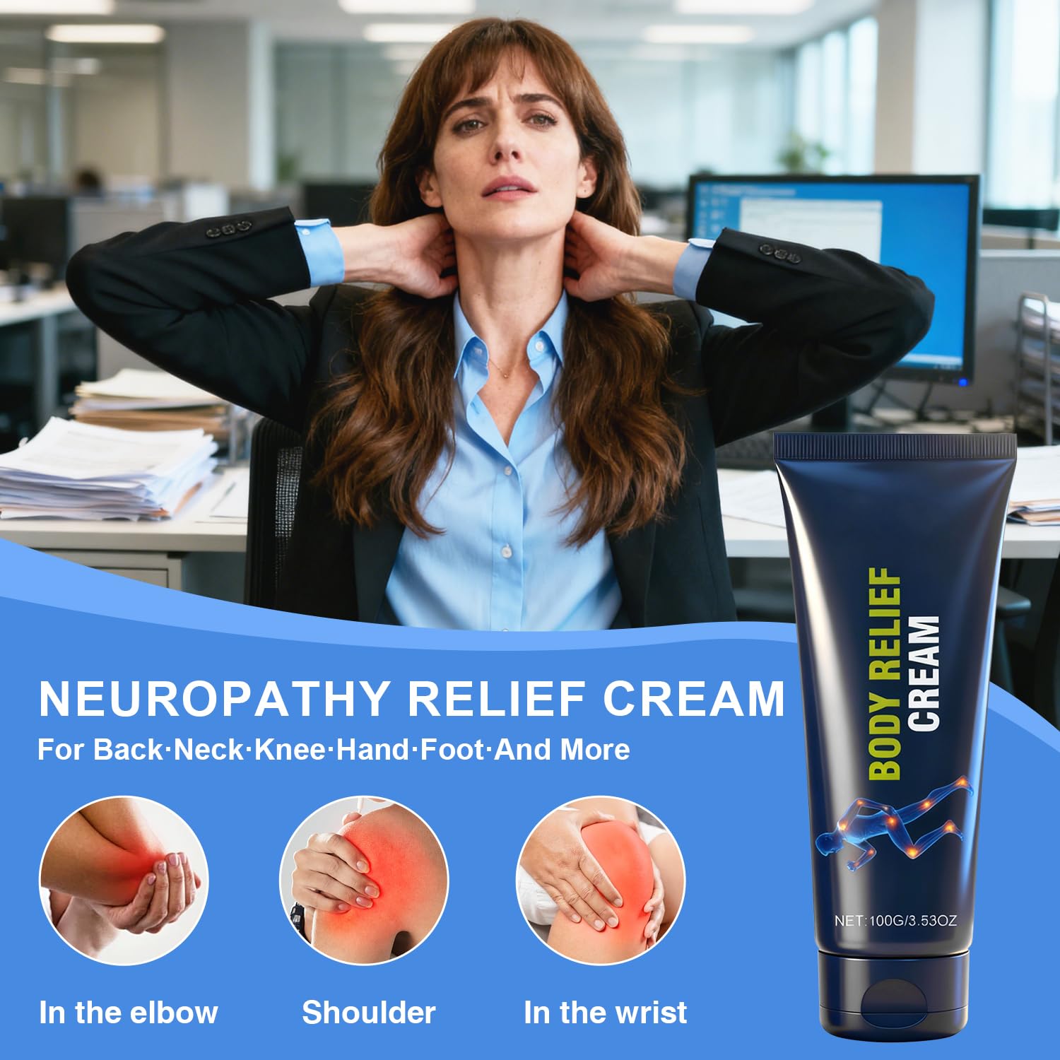 Josmon Neuropathy Body Relief Cream – Capsaicin & Arnica, Fast-Absorbing, Non-Greasy, 3.53 oz, 2-Pack