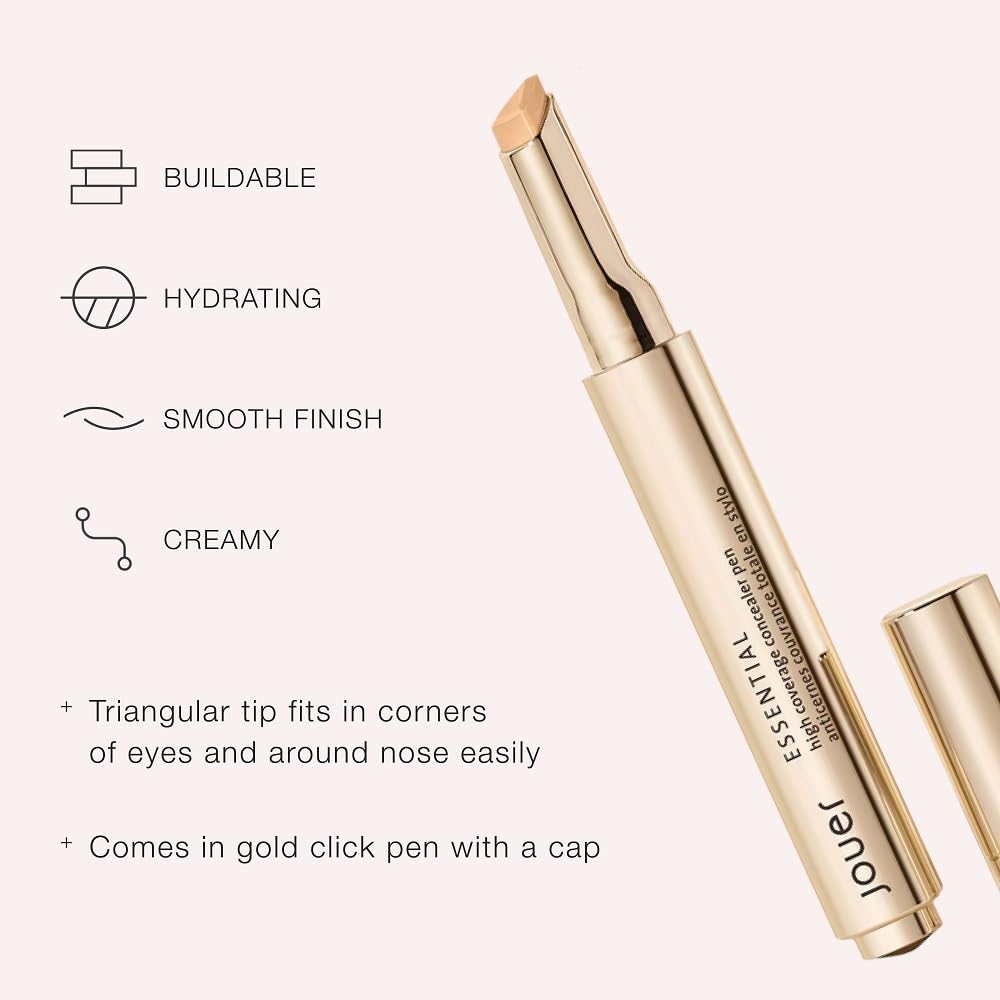 Jouer Essential High Coverage Concealer Pen – Vegan, Cruelty-Free, Paraben & Gluten Free for Chiffon-Light Yellow Undertones